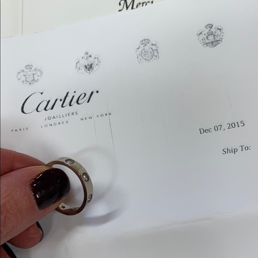 Cartier Diamond Love 18K Gold Band Ring 8 Diamonds - Picture 10 of 16